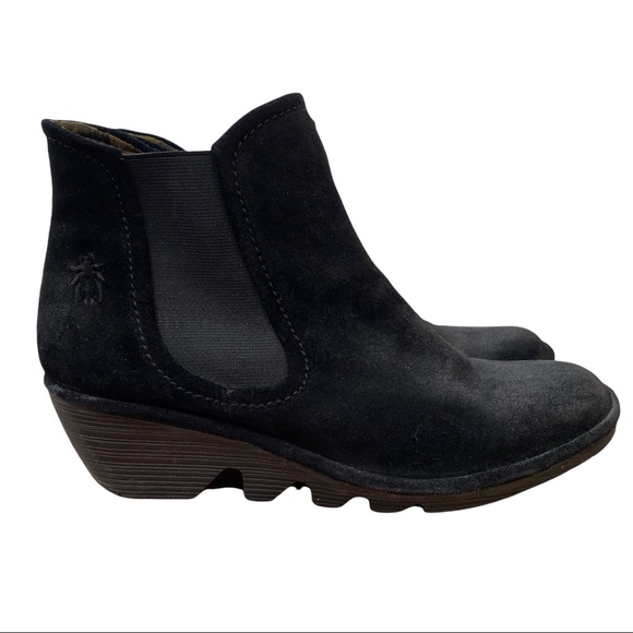 Fly London Shoes | Fly London Phil Black Oil Suede Leather Wedge Chelsea Boots | Color: Black | Size: 8 | Onelovey4lala's Closet